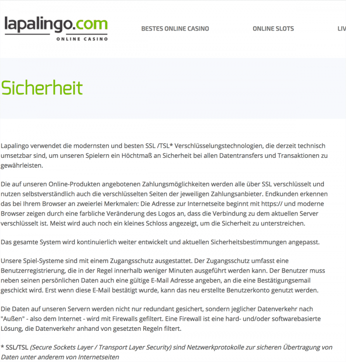 lapalingo sicherheit